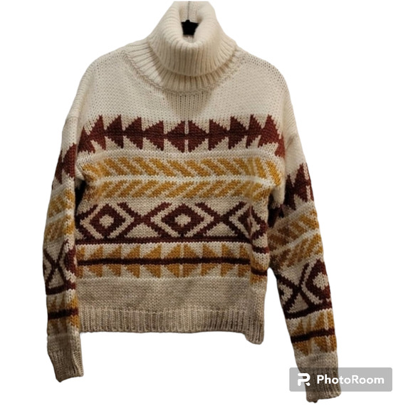 NWT Anthro/Elsamanda Alpaca Blend Southwestern Turtleneck Sweater, M - Picture 1 of 9